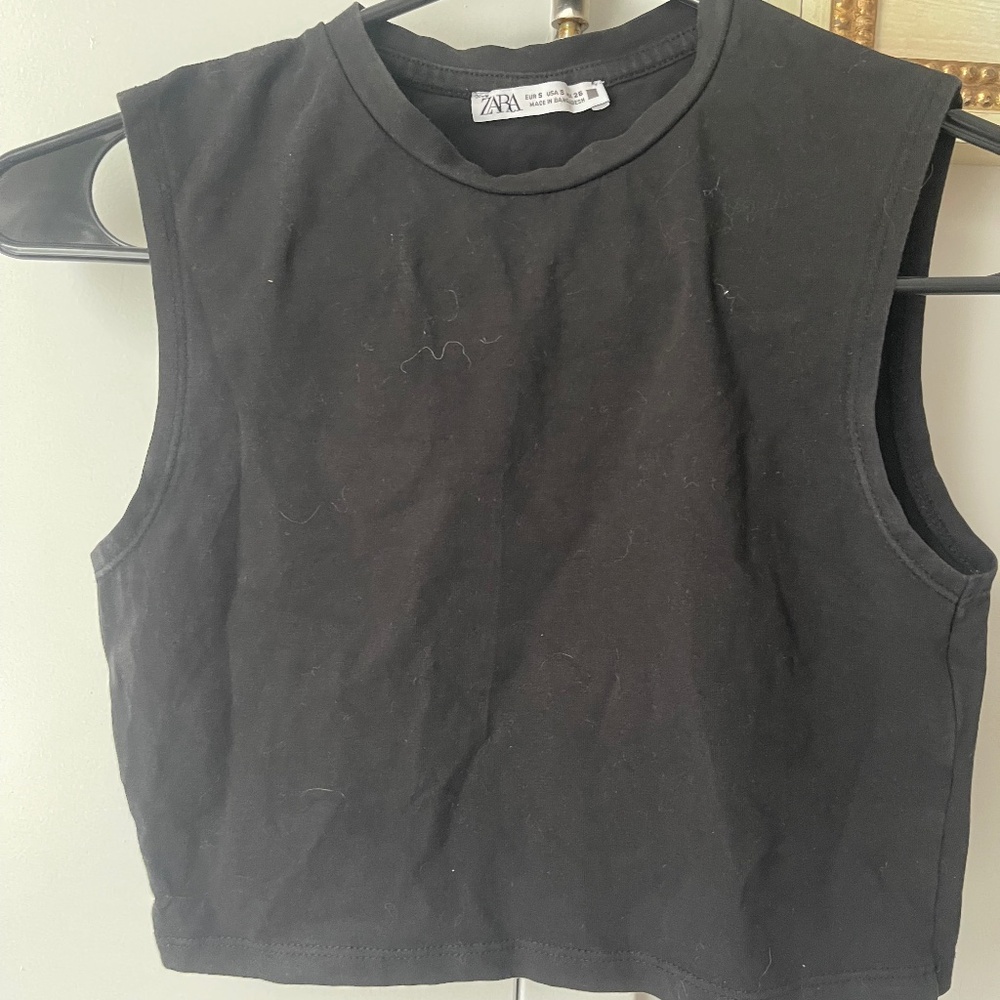 Zara Black Basic Crop Top, S